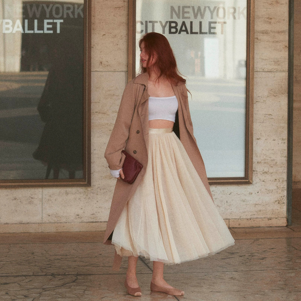 ZARA Elegant Womens Autumn Winter Tulle Midi Formal Party Skirt